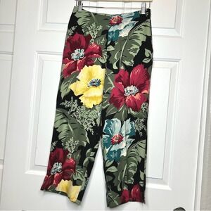 Tommy Bahama Silk Floral Print Cropped Pants Tropical‎ High Waist Size 6